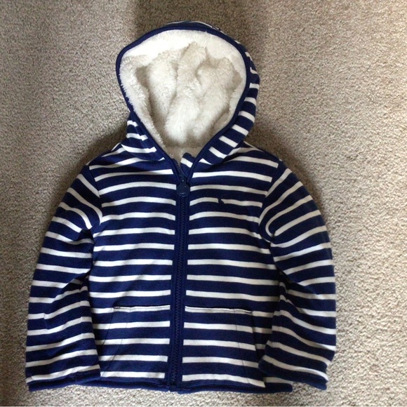 JOULES NAVY & WHITE SHERPA LINED HOODIE - 12-18 MONTHS - Picture 1 of 9